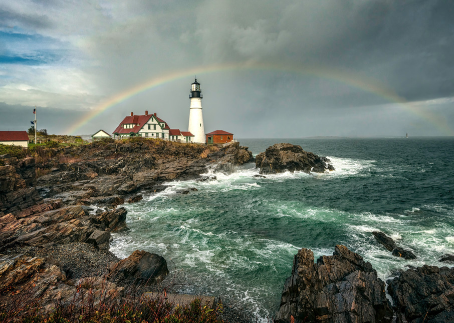 Rainbow Over Portland Head Light Photography Art | Photography by Desha
