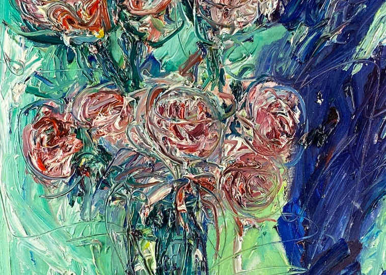 Roses In Green Vase Art | Chris Kappmeier Studio