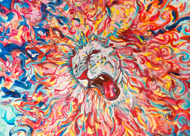White Lion Roar Art | Kim Michelle