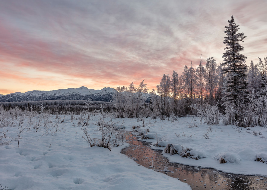 Alpenglow sunrise in Alaska
