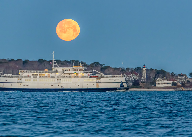 Steamship Ferry Snow Moon Art | Michael Blanchard Inspirational Photography - Crossroads Gallery