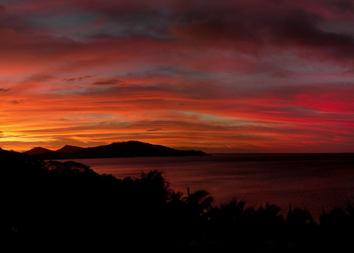 Beautiful panorama of sunset in Fiji.