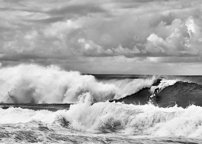 Black & White Photo Print: Surfer Riding Wave/Jim Grossman Photography