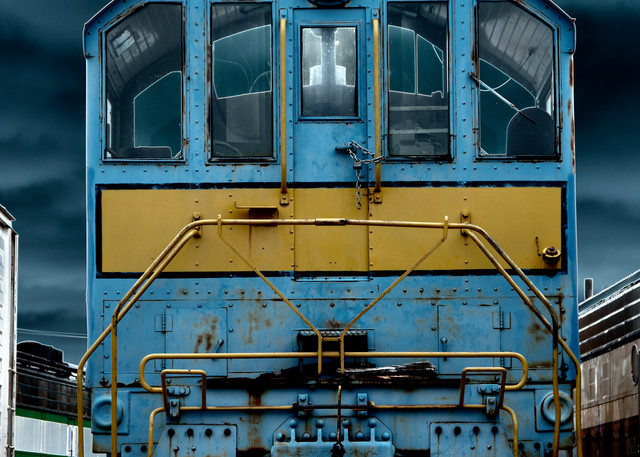Blue & Yellow Locomotive Photography Art | Pacific Coast Photo