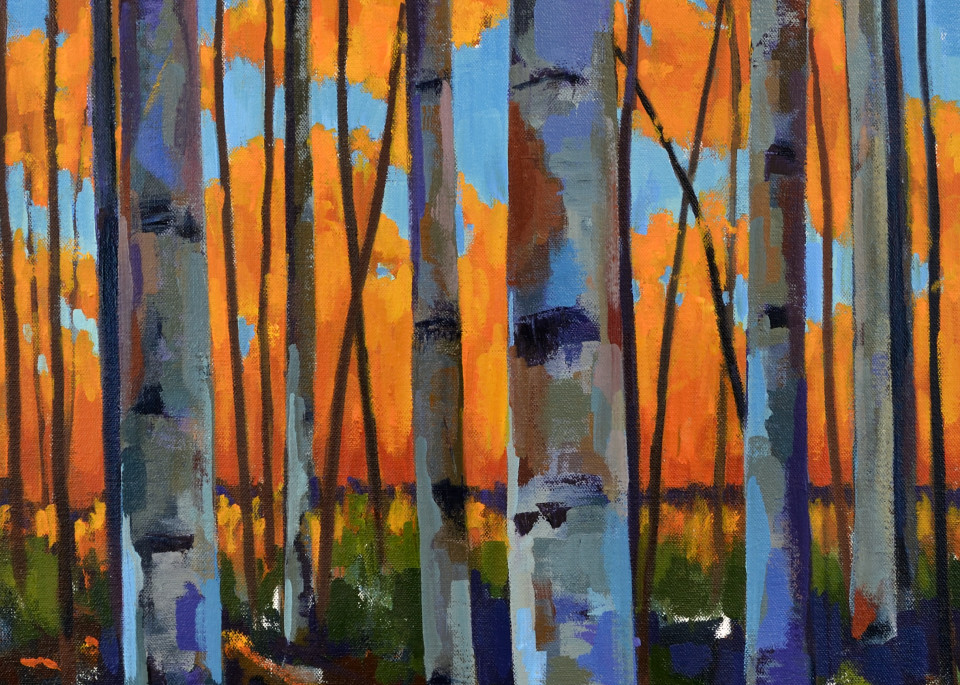 Birch Sunset Print Art | Jenn Hallgren Artist