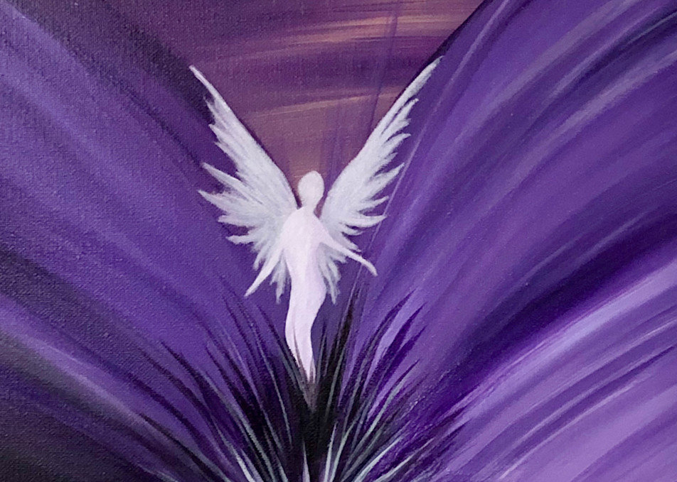 Alour Gifts purple and white painting of a guardian angel