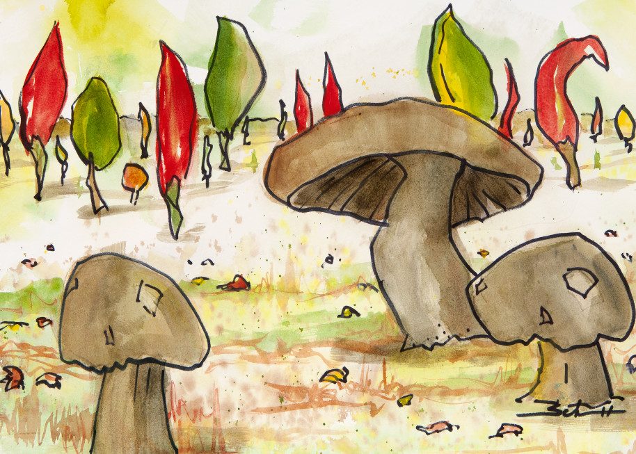 Mushrooms And Peppers Art | Elaine Schaefer Hudson Art