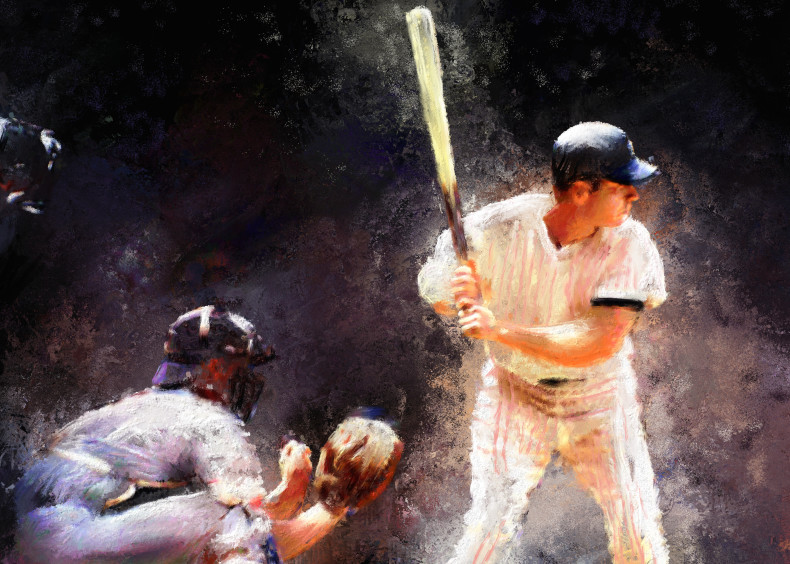 Home run at bat Baseball painting | Sports Artist Mark Trubisky | Custom Sports Art