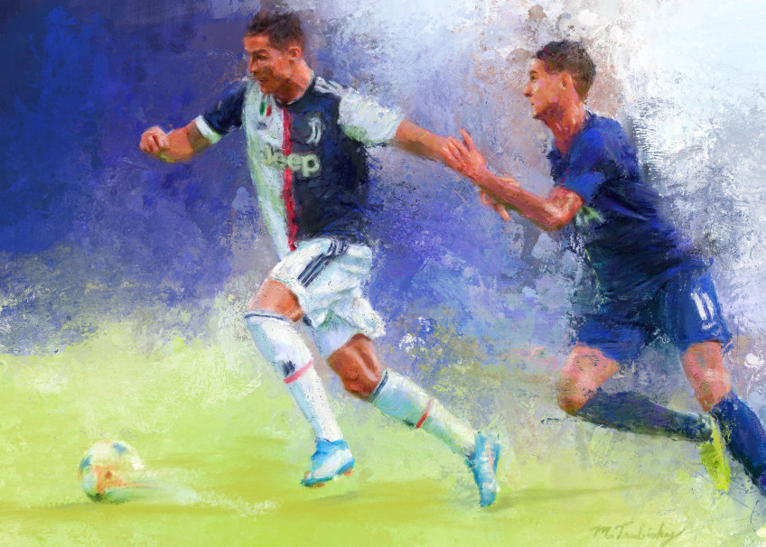 Christiano Ronaldo painting | Sports artist Mark Trubisky | Custom Sports Art