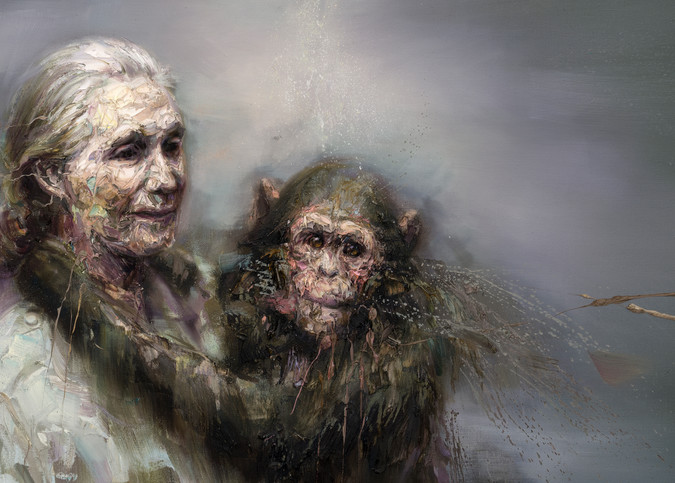 Jane Goodall And A Chimp Art | Mathieu Laca