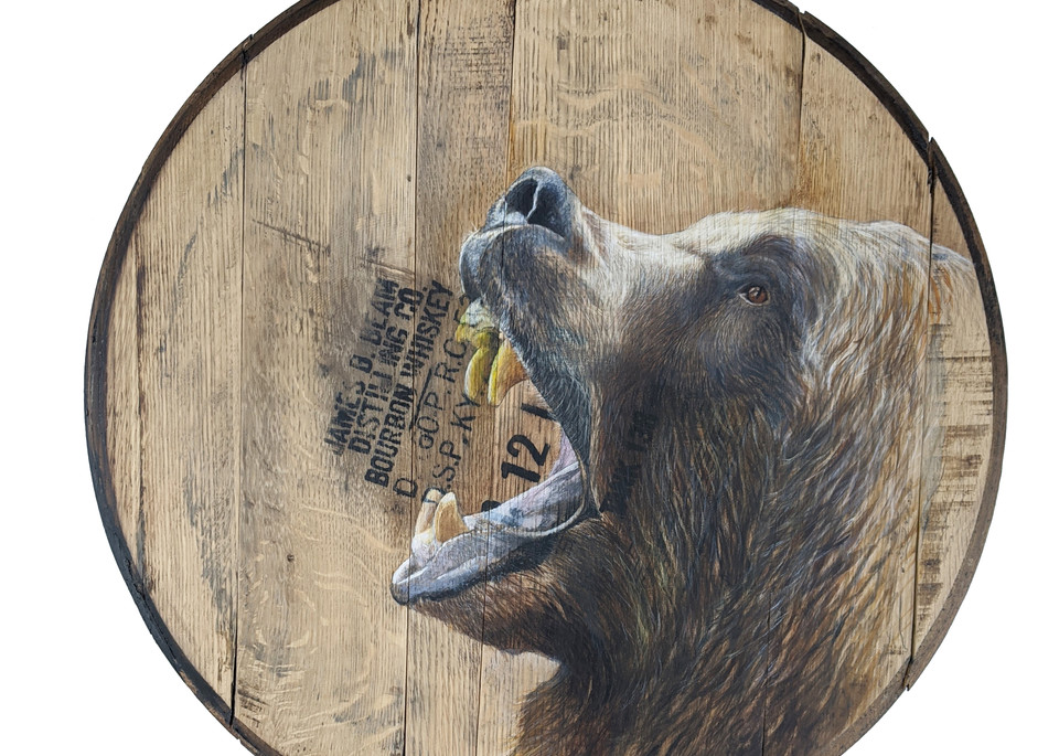 Bear Bourbon Barrel Art | Lori Vogel Studio