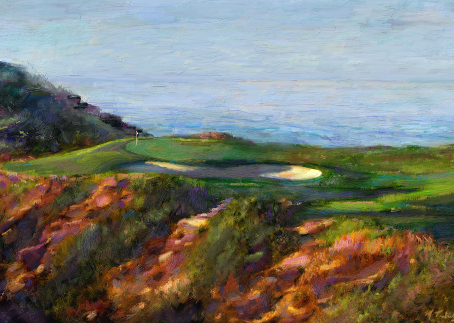 Torrey Pines golf course painting | Sports artist Mark Trubisky | Custom Sports Art