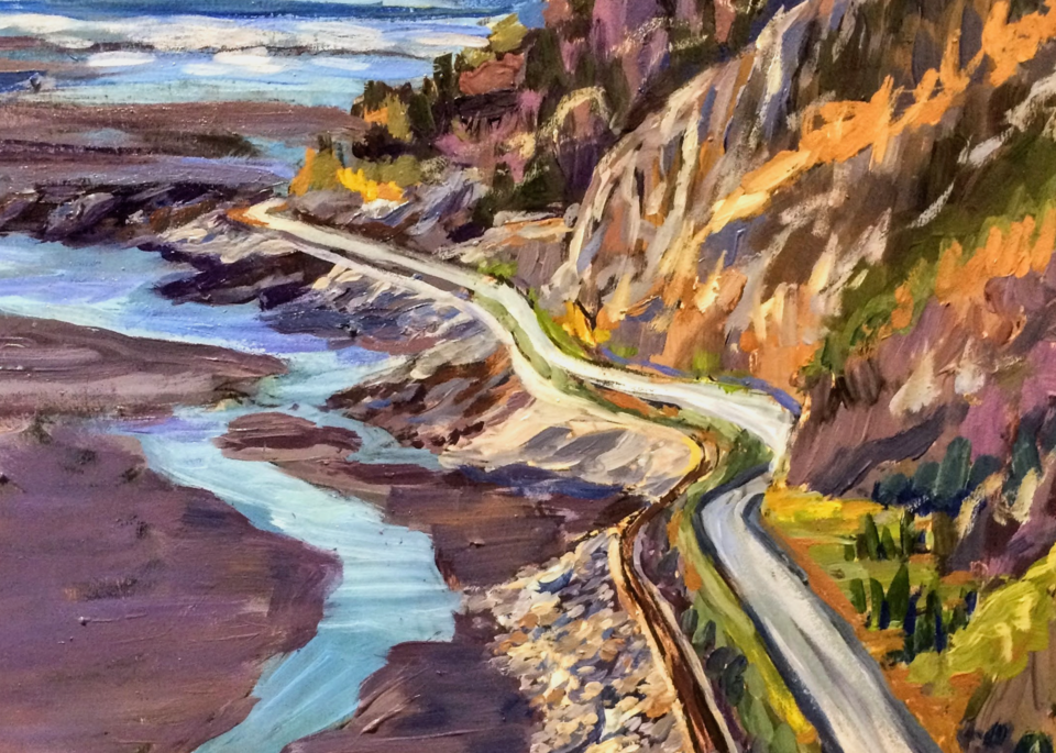 Alaska art Turnagain Arm highway coast and low tide art print by painter Amanda Faith Thompson