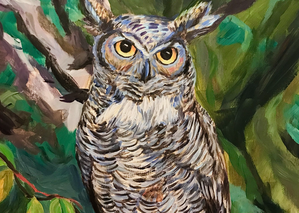 Great Horned Owl Alaska Art by Amanda Faith Thompson