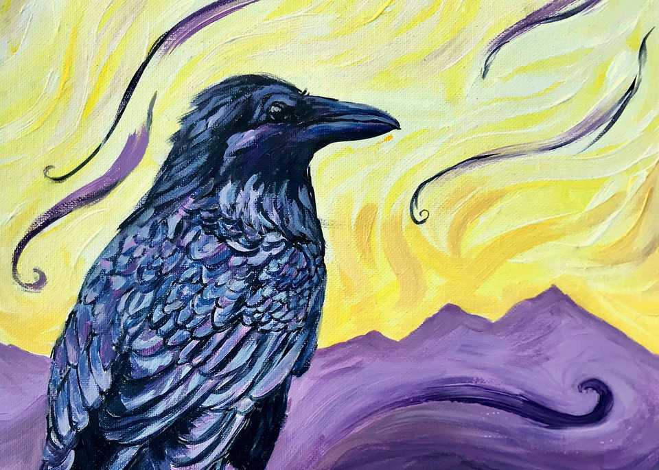 Lady Raven Alaska Art Painting by Amanda Faith