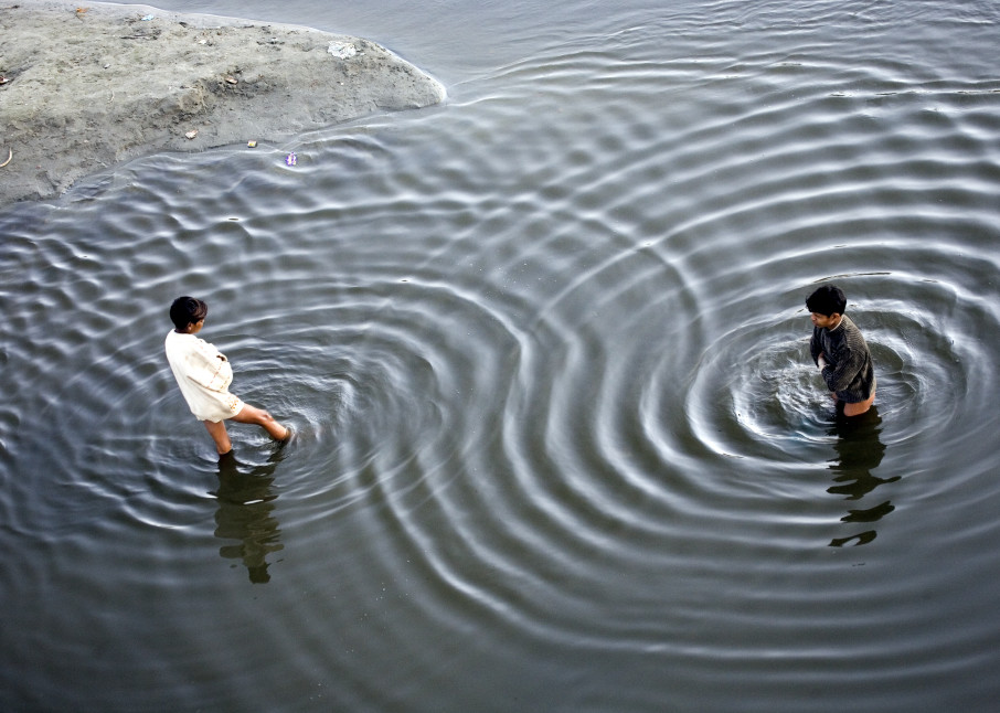 Ripples in the water in Agra, India