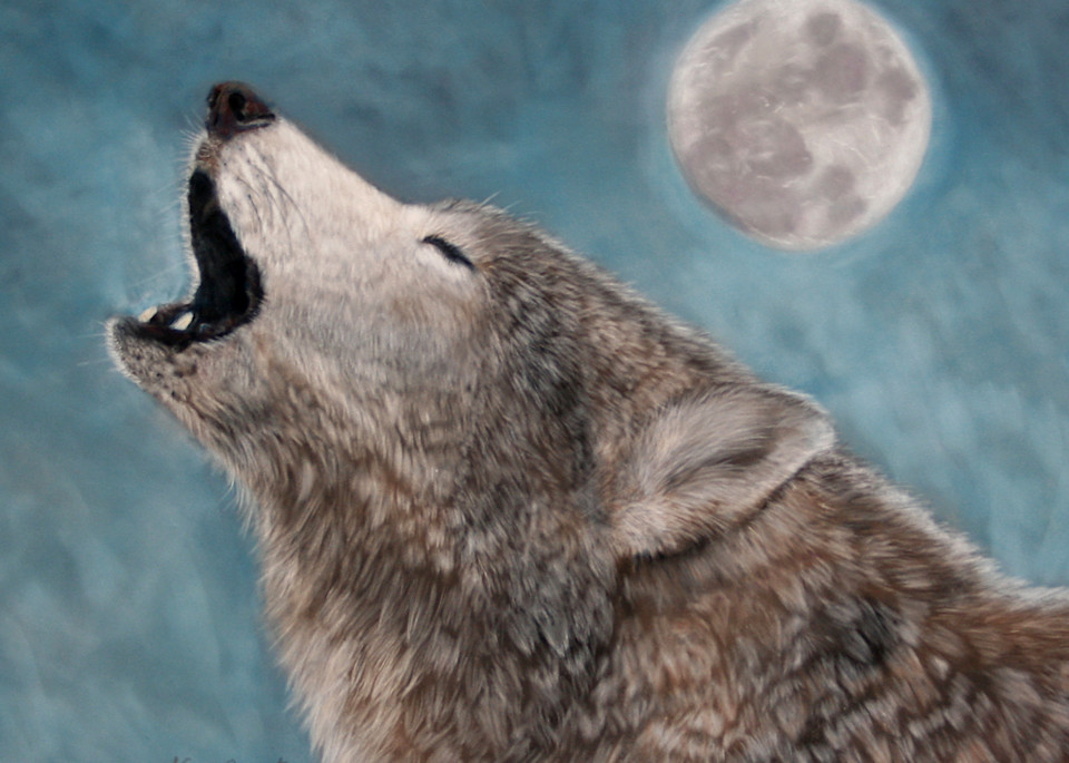 Wolf painting, Moon Song by Nancy Conant