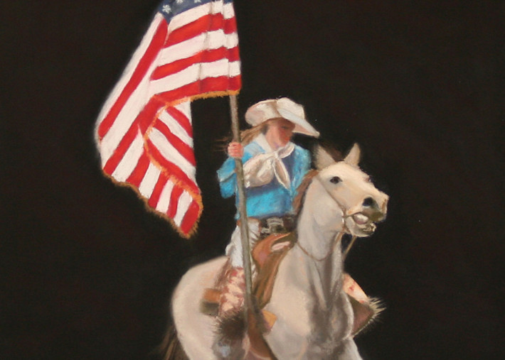 Painting of a horse and American flag God Bless the USA by Nancy Conant