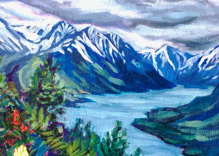 Turnagain Arm Mountains and Flora by Hope, Alaska, Art print by Amanda Faith Thompson