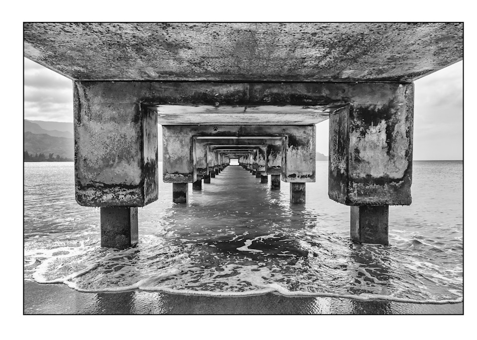 Under the Pier Black and White Print
