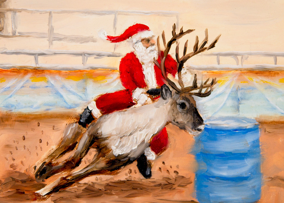 Barrel Racing Reindeer Fine Art Prints