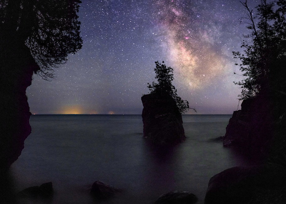 The Milky Way over a secret beach along Lake Superior