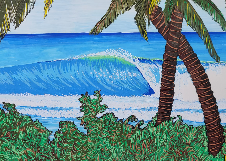 A Surf Art Painting Of Lances Right Done By Paint Pen Artist John Lasonio