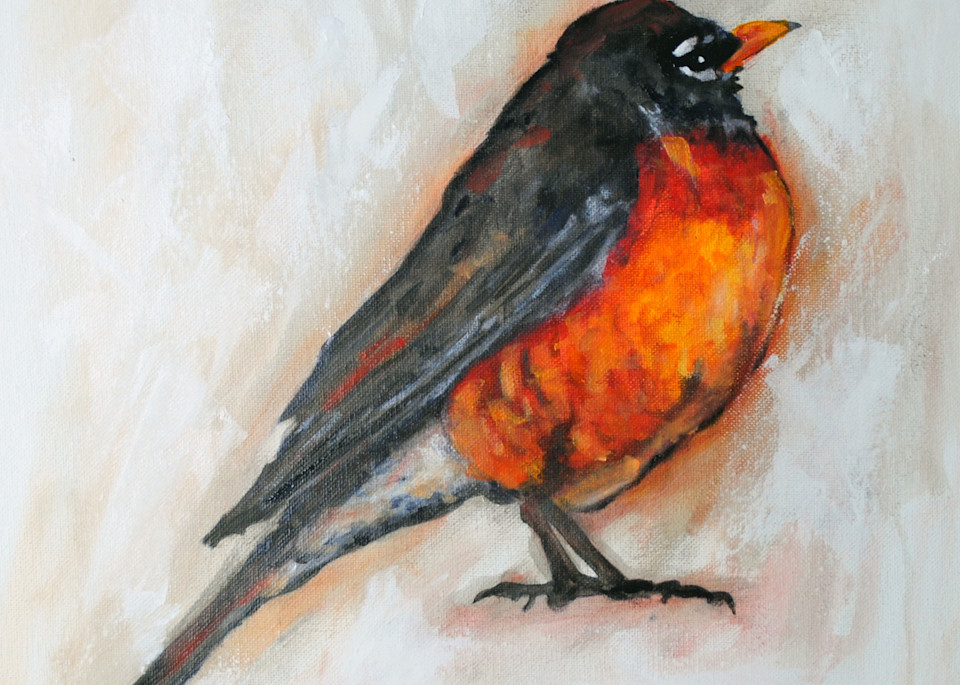 robin art, bird art, robin, painting, life is sweet, 