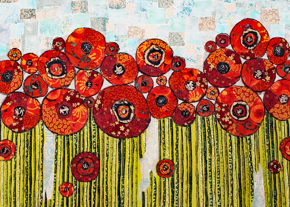 The Expanse in Red is a Sharon Tesser textile mosaic.
