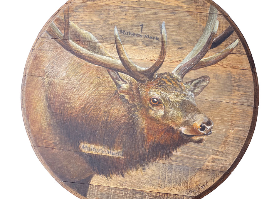 Elk Barrelhead Art | Lori Vogel Studio