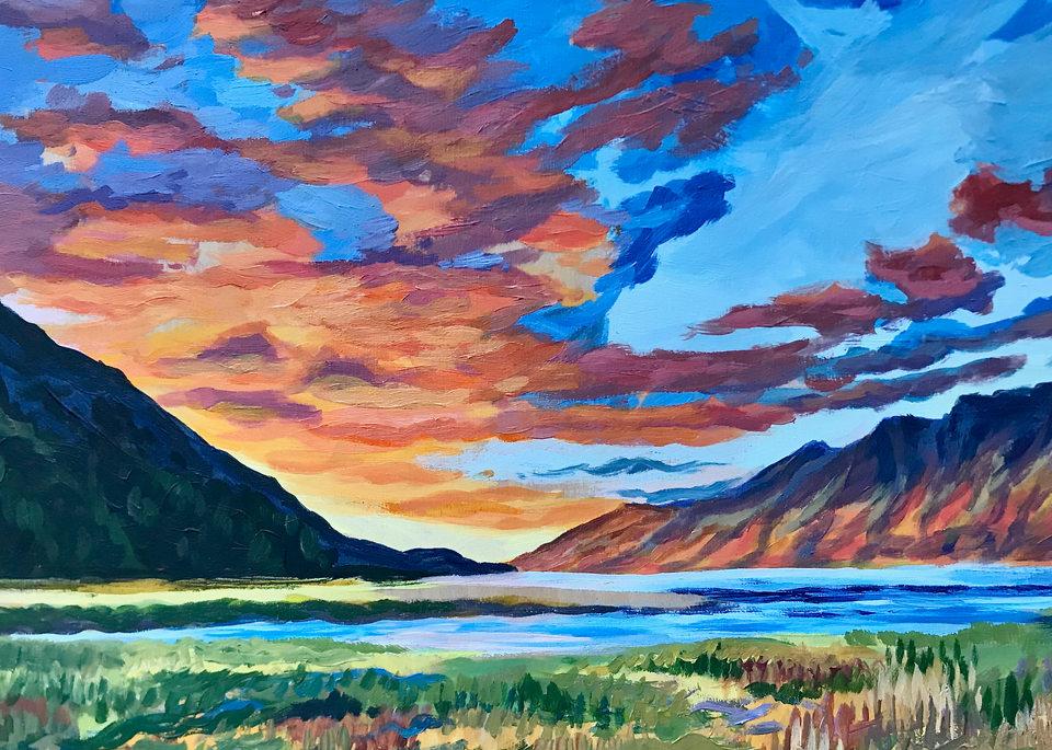 Hope, Alaska Sunset Art Print from oil painting by Amanda Faith Thompson