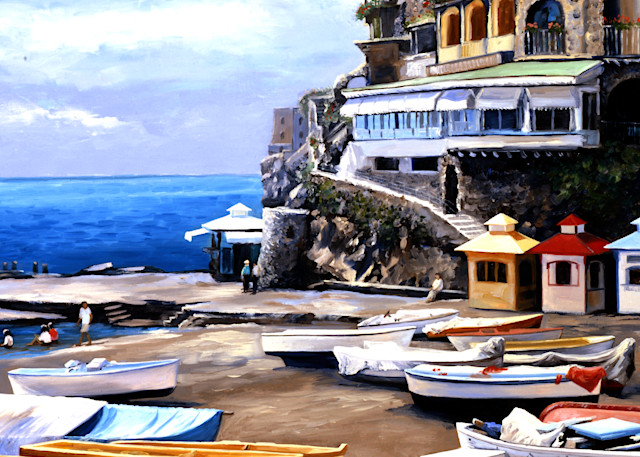 Positano Beachfront Art | Oilartist - Haeffele Fine Art