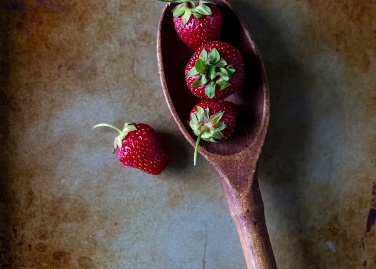 Strawberries In A Wood Spoon Art | TC Gallery