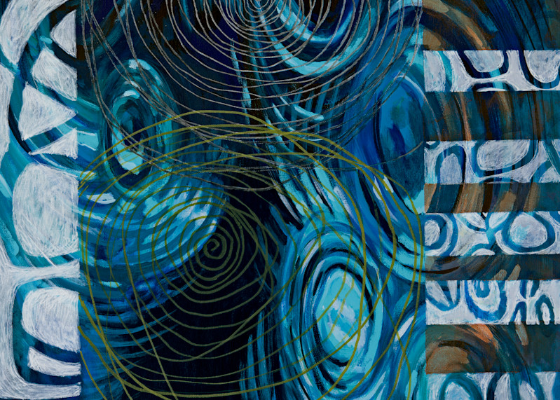 "In The Spirit" Contemporary Abstract in Blue Color Palette, Buy Now.