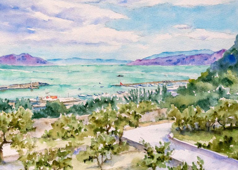 Il Golfo Di Napoli Da Capri Art | Kimberly Cammerata - Watercolors of the Sun: Paintings of Italy