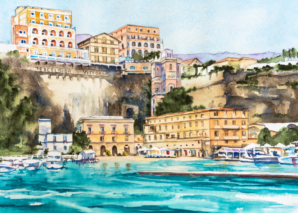 La Marina Piccola, Sorrento Art | Kimberly Cammerata - Watercolors of the Sun: Paintings of Italy