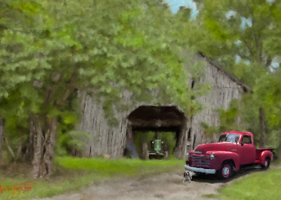  Granddad's Old Red Truck Art | Foothills Mercantile Co