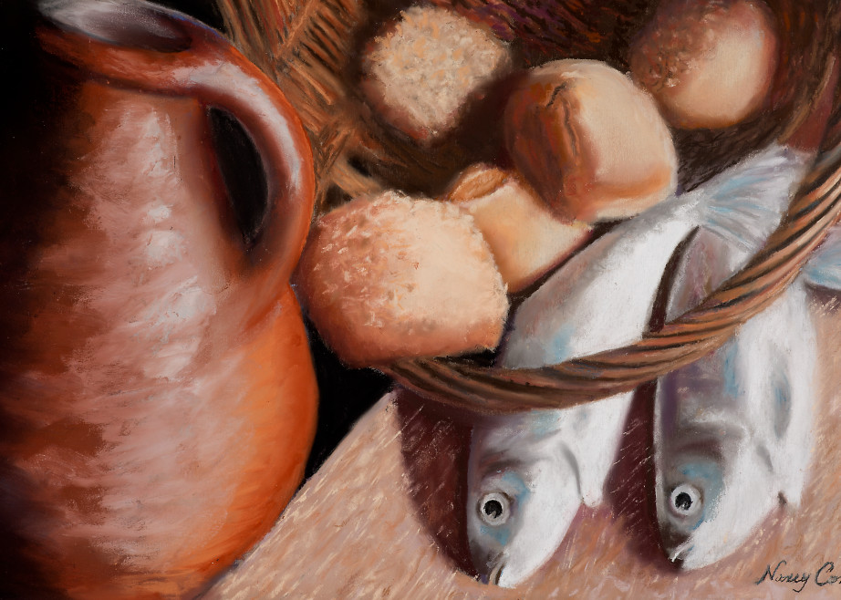 Painting of the Loaves and Fish by Nancy Conant was inspired by the miracle of the feeding of 5,000.