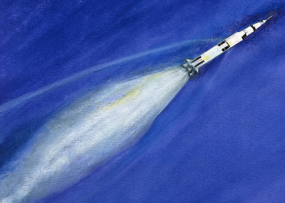 Saturn V In Flight Art | Artwork by Rouch