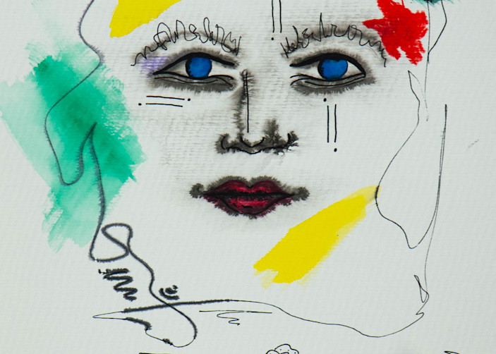 Chelsea Baez - surrealism - blue eyed face - flowers - Parallels #5