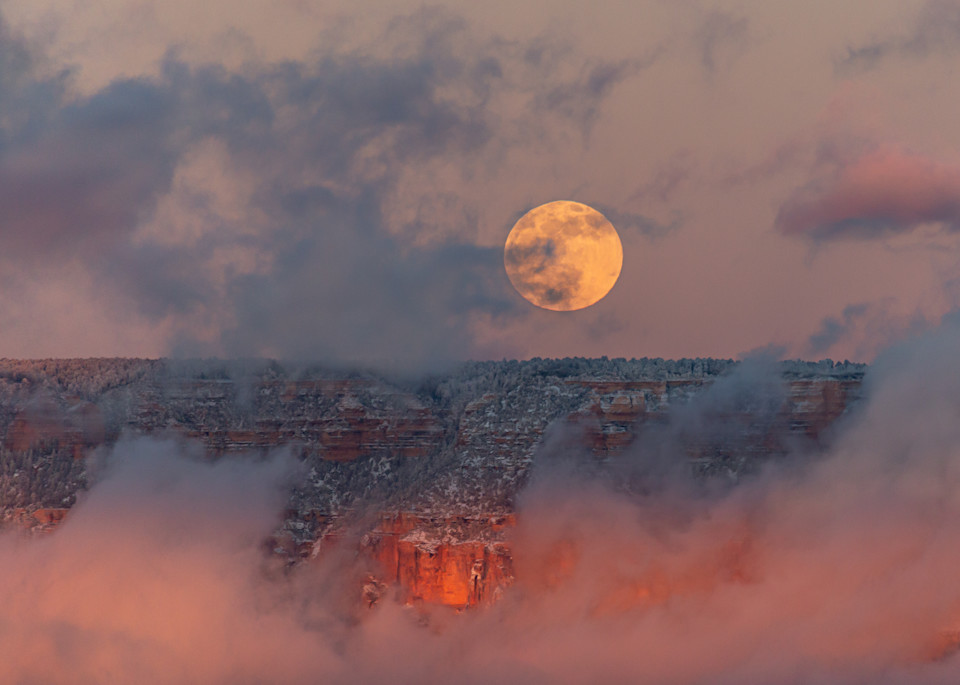 Full Moon Rising Over The Grand Canyon At Sunset Photography Art | Catherine Balck Photography