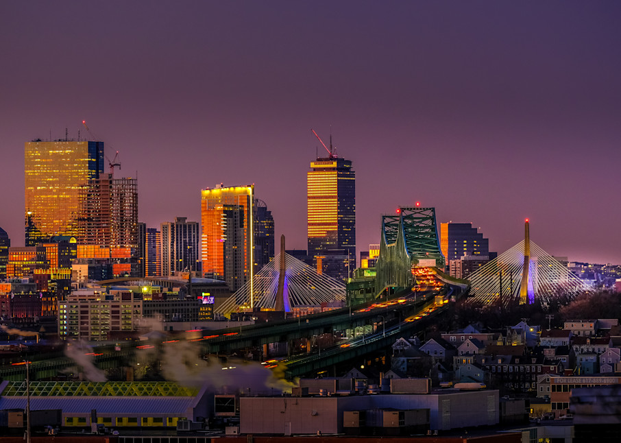 Boston Skyline Views, Purple Dawn Photography Art | Morgane Mathews Fine Art Photography