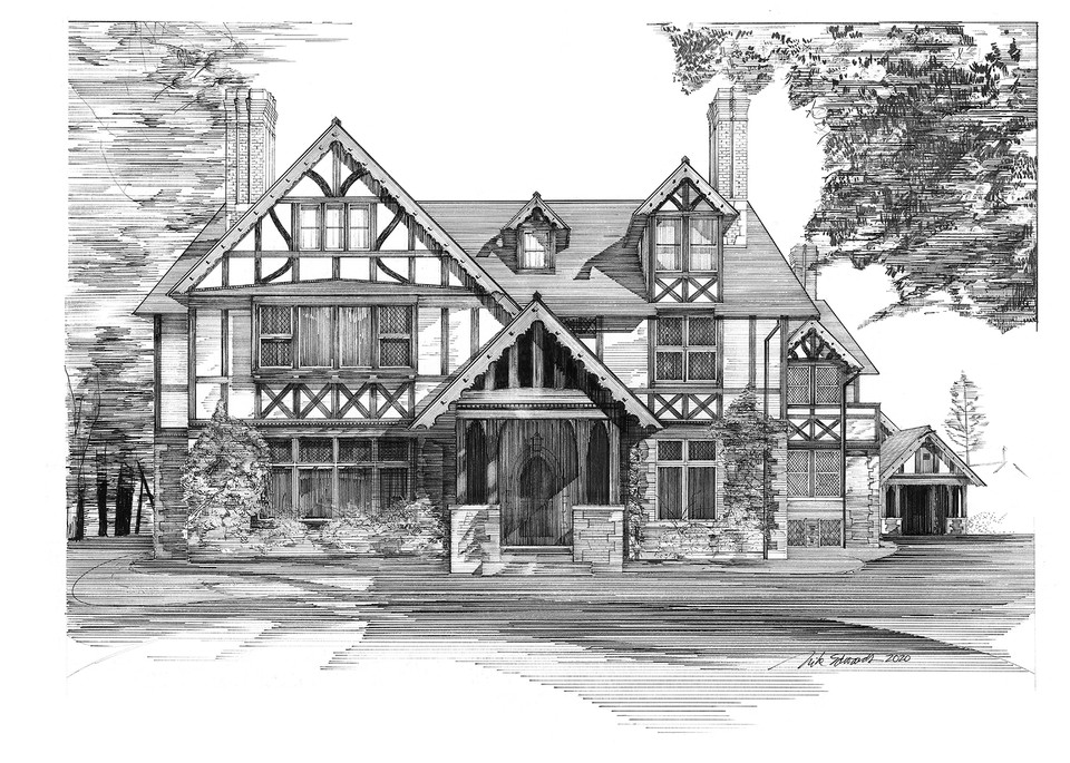 Campbell House Without Footer Art | Pen and Ink Art, LLC