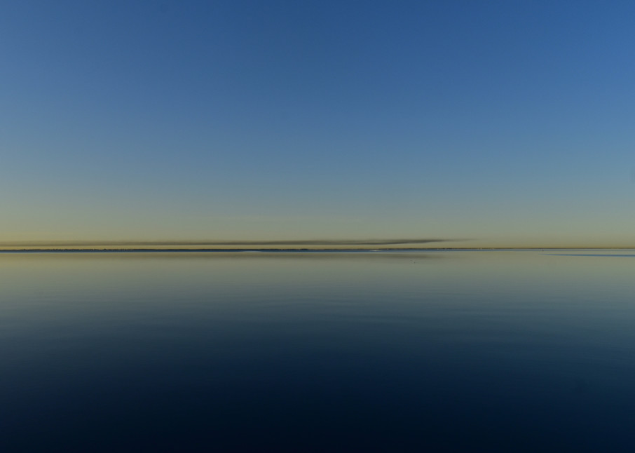 Tranquil blue seascape, horizon, sky