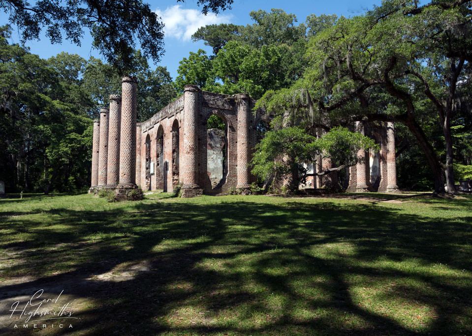 The Old Sheldon Church Ruins,  a historic site in Beaufort County, South Carolina. The building was originally known as Prince William's Parish Church. Built abetween 1745 and 1753, Prince William's was burned by the British in 1779 during the Revol