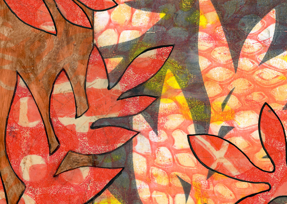 Red Ferns: Mixed media artwork by Jennifer Akkermans