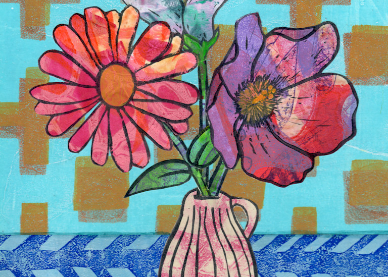 Friendship: Mixed media Floral artwork by Jennifer Akkermans
