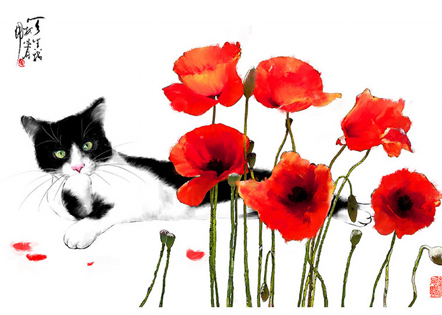 Cat And Poppy Art | Cheng Yan Studio