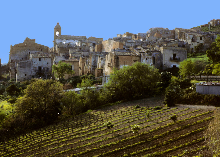 Hillside Old Town of Poggioreale, Sicily in 1999