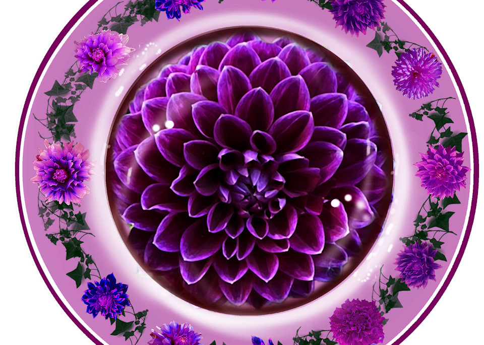 Dark Purple Dahlia Plate Art | Art from the Soul